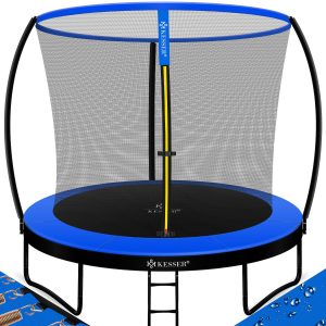 KESSER® Trampolin Gartentrampolin   TÜV Rheinland GS Zertifiziert   Kindertrampolin bis 150 kg   Komplettset mit Sicherheitsnetz Regenabdeckung