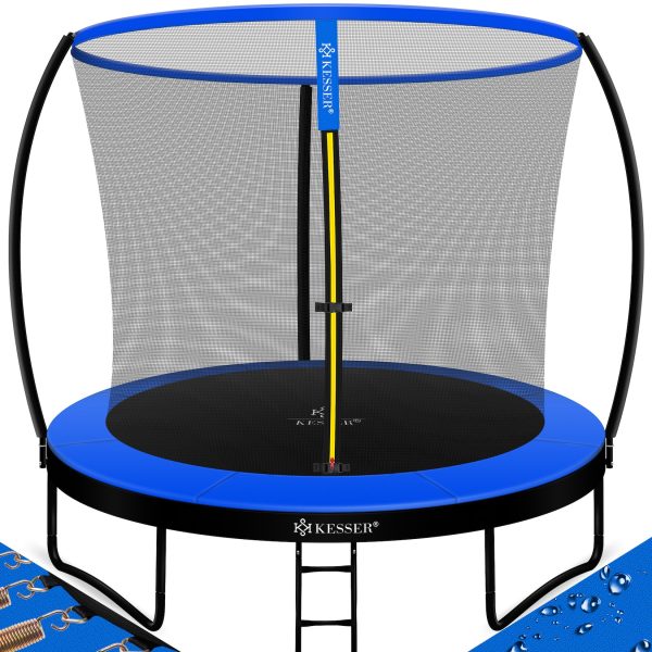 KESSER® Trampolin Gartentrampolin   TÜV Rheinland GS Zertifiziert   Kindertrampolin bis 150 kg   Komplettset mit Sicherheitsnetz Regenabdeckung