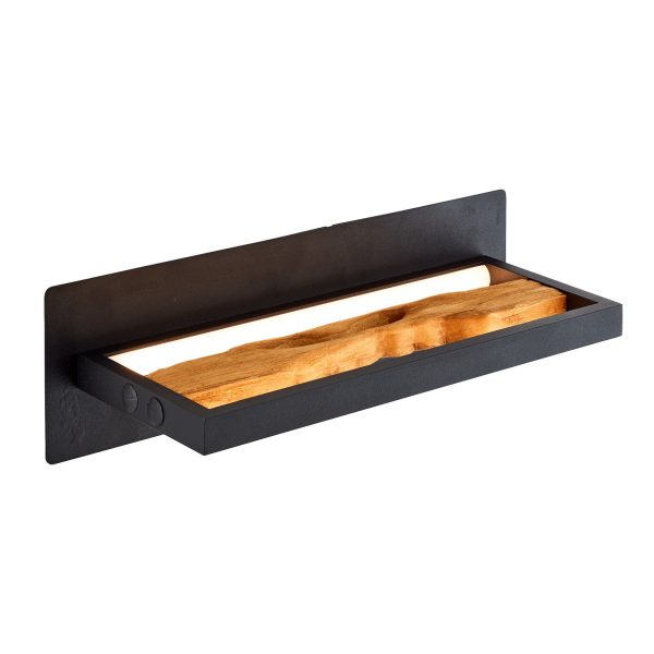 Brilliant LED Wandleuchte Holz 35cm schwarz/holz