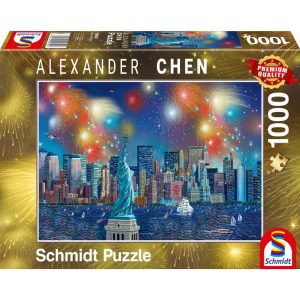 Schmidt Spiele Puzzle Freiheitsstatue mit Feuerwerk 1000 Teile