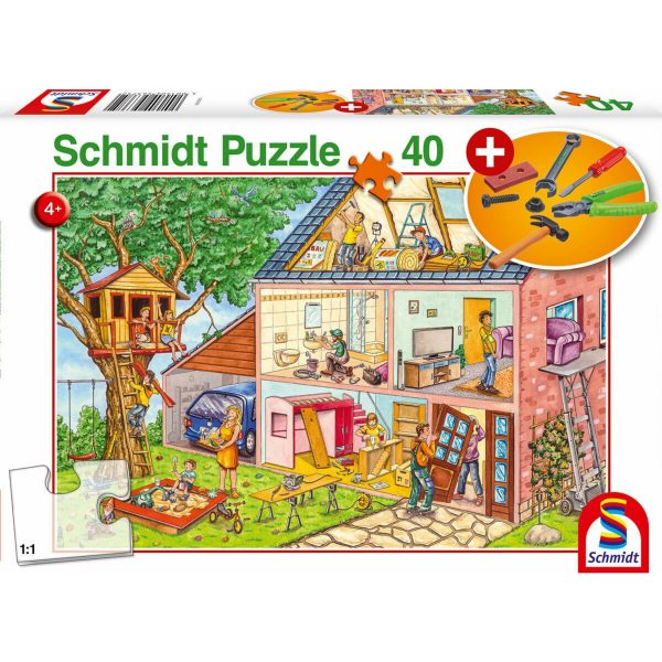 Schmidt Spiele Puzzle Handwerker + Werkzeug + AddOn 40 Teile