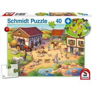 Schmidt Spiele Puzzle Lustiger Bauernhof + Werkzeug + AddOn 40 Teile