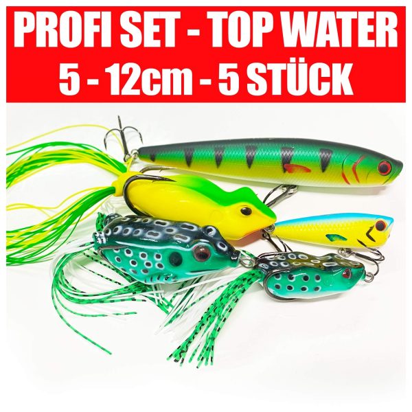 Jackson Profi Oberflächenköder Top Water Lures Angelset. 5 – 12cm Raubfischköder  – 5 Stück