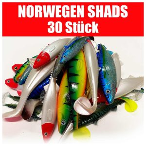 Jackson Sea XXL Profi Norwegen Meeresangeln Köder Gummifische 18 – 30cm Angelset - 30 Stück