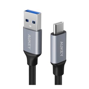 AUKEY CB-CD2 Nylon Alu Kabel USB-A zu USB-C schwarz 1m