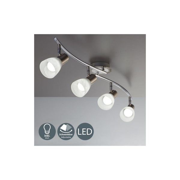 LED Deckenleuchte 4er Spot E14 4x 5W 470lm warmweiß matt-nickel