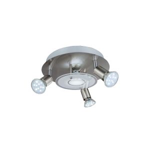 Moderne LED Deckenleuchte rund 4er Spot GU10 12W 1000lm silber