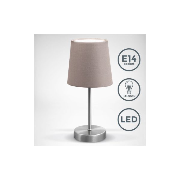 LED Tischleuchte Stoff E14 taupe