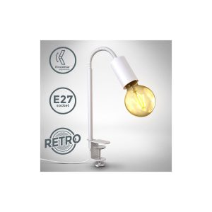 LED Klemmleuchte Vintage flexibel weiß E27