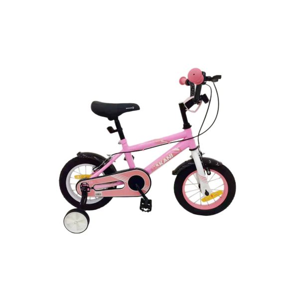 Makani Kinderfahrrad Windy 14 Zoll verstellbar Stützräder Klingel Metallrahmen rosa