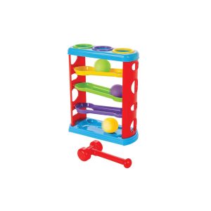 Pilsan Kinderspielzeug Kugelbahn 03351 mit Hammer Aktivitätsspielzeug drei Bälle bunt