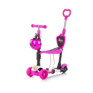 Chipolino Kinderroller 3 in 1 Kiddy Evo Schiebestange Vorderräder mit LED pink
