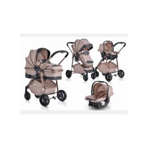 Cangaroo Kombikinderwagen 3 in 1 Milan umkehrbar Babyschale Sportsitz Babywanne beige