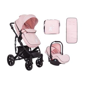 Kikkaboo Kombikinderwagen 3 in 1 Beloved Babywanne Autositz Wickeltasche faltbar rosa