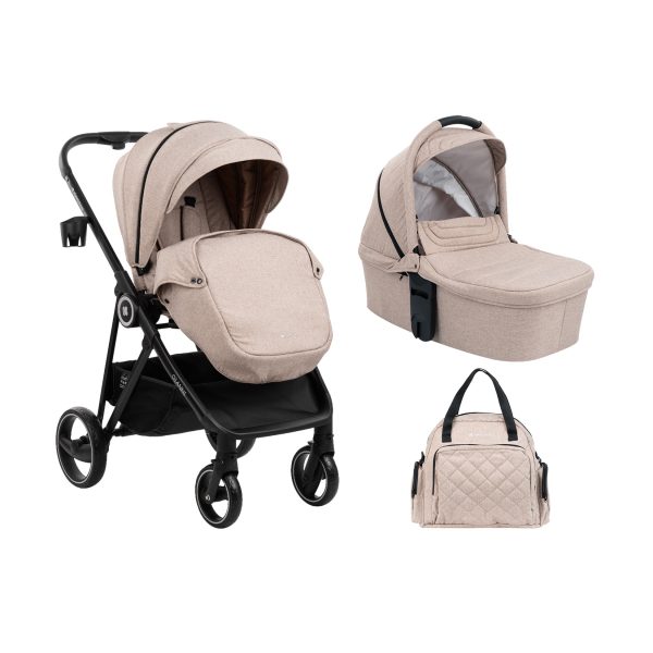 Kikkaboo Kinderwagen Gianni 2in1 Babywanne Wickeltasche Matratze Getränkehalter beige