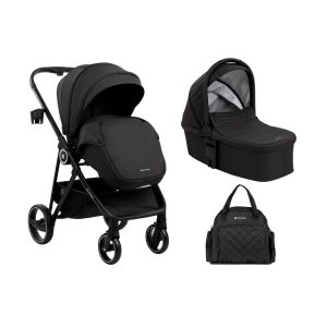 Kikkaboo Kinderwagen Gianni 2in1 Babywanne Wickeltasche Matratze Getränkehalter schwarz