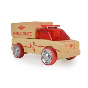 Moni Spielzeug Holzautos Einsatzwagen 3er Set Mini 53106