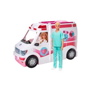 Mattel GMG35 - Barbie - 2 in 1 Krankenwagen mit Licht & Sound inkl. 2 Puppen und weitere Zubehörteile