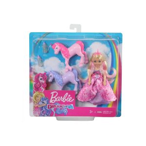 Mattel GJK17 - Barbie Dreamtopia - Prinzessin-Puppe Chelsea mit 2 Einhörnern