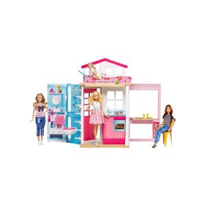 Mattel GXC00 - Barbie - Etagen-Ferienhaus mit Einrichtung und Puppe