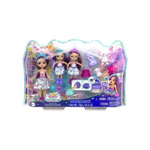 Mattel HCF96 - Royal Enchantimals - Ocean Kingdom - Ottavia Otter Familie & 3 Otter-Tierfiguren