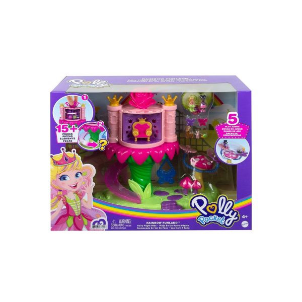 Mattel GYK43 - Polly Pocket - Regenbogen-Einhornspaß Feenflug