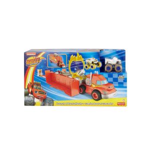 Mattel GYD04 - Blaze and the Monster Machines - Stunt-Transporter mit integrierter Tuning-Werkstatt inkl. Die-Cast-Monster Truck