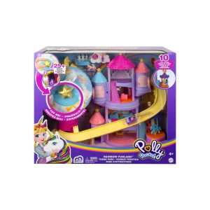 Mattel GYK44 - Polly Pocket - Regenbogen-Einhornspaß Freizeitpark