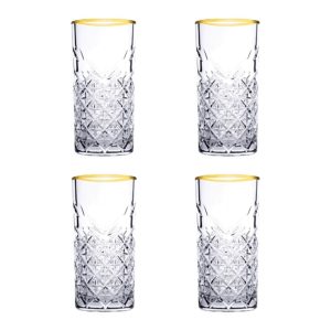 Set aus 4 Longdrinkgläsern mit Goldrand