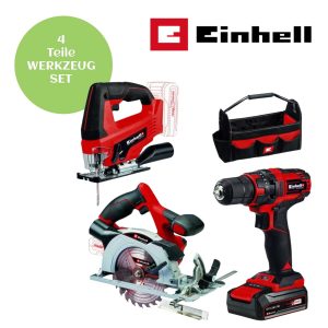 Einhell TC-TK 18/1 Li Kit - Werkzeug-Set: Stichsäge + Handkreissäge + Bohrschrauber + Zubehör