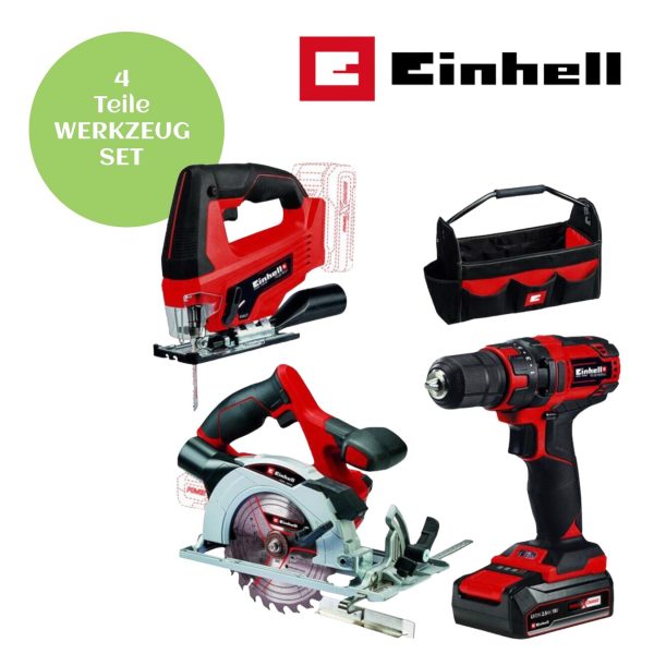 Einhell TC-TK 18/1 Li Kit - Werkzeug-Set: Stichsäge + Handkreissäge + Bohrschrauber + Zubehör