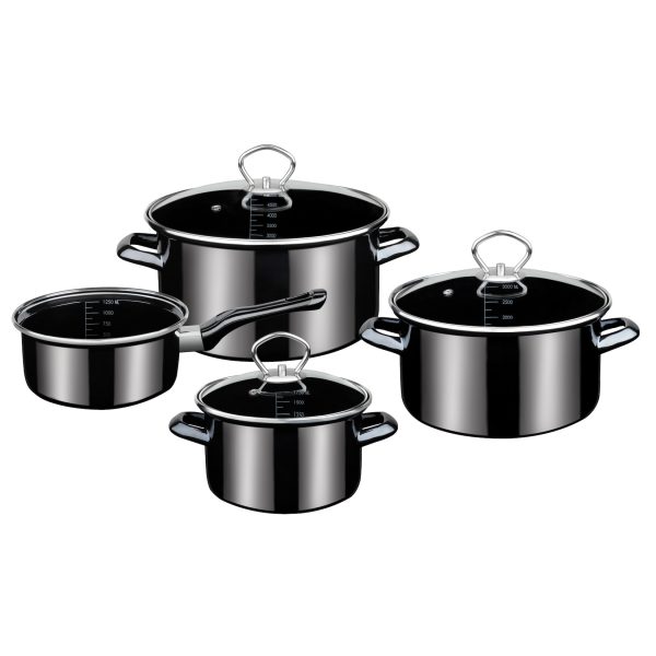 Kochtopf-Set Emaille Profi-Black-Star 7-tlg.