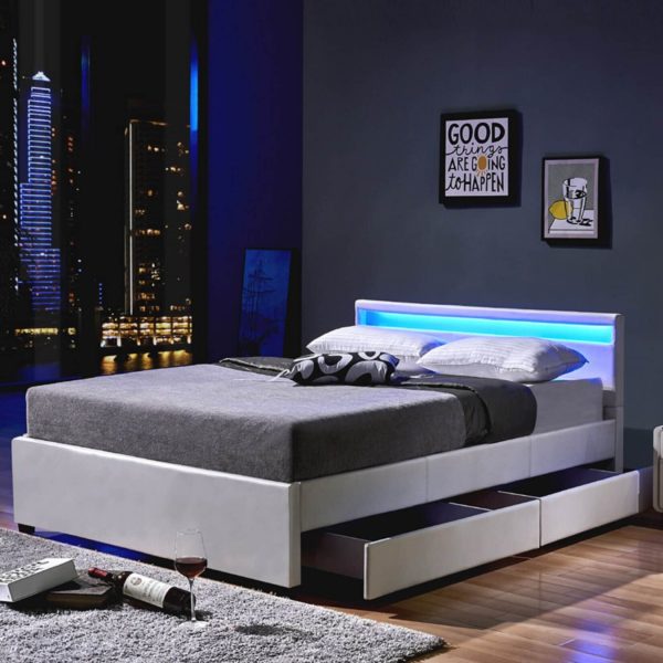 Home Deluxe LED Bett Nube mit Schubladen und Matratze