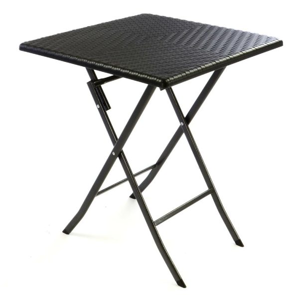VCM Tisch in Rattan-Optik Balkontisch Gartentisch 75 x 61 x 61 cm klappbar schwarz