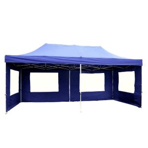 VCM PROFI Faltpavillon Partyzelt 3x6 m blau Seitenteile Dach wasserdicht  270 g/m²