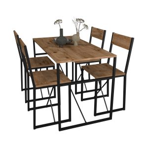 VCM 4-tlg. Holz Metall Essgruppe Küchentisch Esstisch Set Tischgruppe Tisch Stühle Insasi L