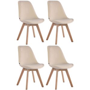 CLP 4er Set Retrostühle Borneo Samt Mit Hochwertiger Polsterung I Lehnstühle mit robustem Holzgestell