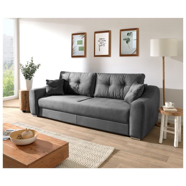 Schlafcouch Narin 240x100 cm Velour Graphit Schlafsofa