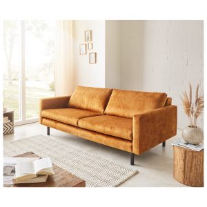 2-Sitzer-Sofa Ileas Velours Orange 210x100 2-Sitzer