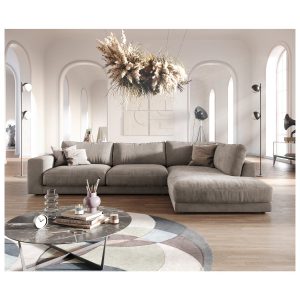 Eckcouch Cubico Samt Silbergrau 325x225 cm Ottomane rechts Ecksofa