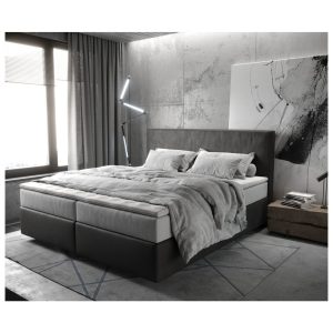 Boxspringbett Dream-Well Mikrofaser Anthrazit Vintage 180x200 cm TFK Matratze u. Topper