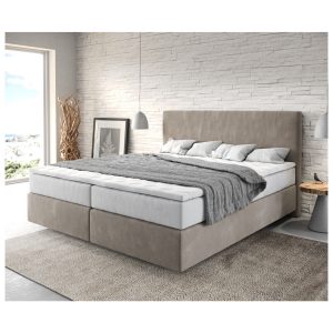 Boxspringbett Dream-Well Mikrofaser Beige 180x200 cm mit TFK Matratze und Visco Topper