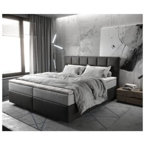 Boxspringbett Dream-Fine Mikrofaser Anthrazit Vintage 180x200 cm TFK Matratze u. Topper