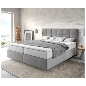 Boxspringbett Dream-Fine Mikrofaser Grau 180x200 cm mit TFK Matratze und Visco Topper