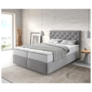 Boxspringbett Dream-Great Mikrofaser Grau 140x200 cm mit TFK Matratze und Visco Topper