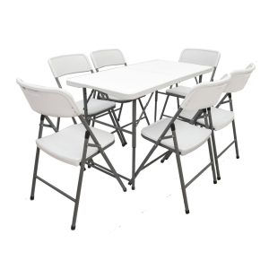 Gartenmöbel Set Klappbar - 120cm Tisch mit 6 Stühlen Garten Essgruppe Sitzgruppe