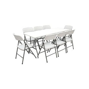 Gartenmöbel Set Klappbar - 180cm Tisch mit 8 Stühlen Garten Sitzgruppe Essgruppe