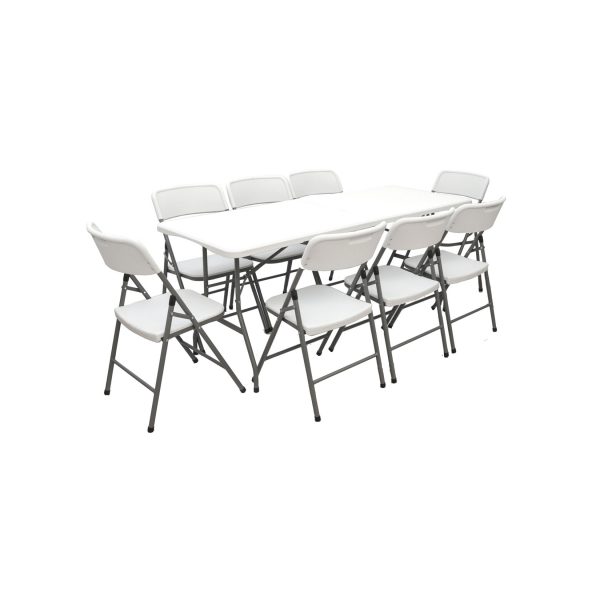 Gartenmöbel Set Klappbar - 180cm Tisch mit 8 Stühlen Garten Sitzgruppe Essgruppe