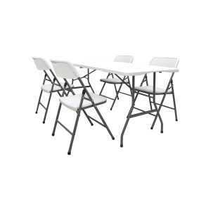 Gartenmöbel Set Klappbar - 180cm Tisch mit 4 Stühlen Garten Sitzgruppe Essgruppe