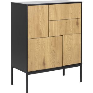 Sea Sideboard 3 Türen schwarz Kommode Schrank Anrichte Wohnzimmer Schlafzimmer